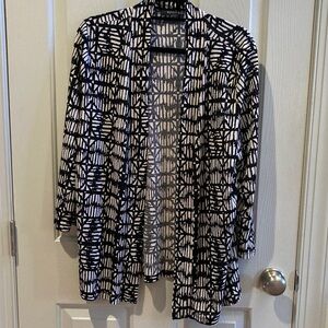 VGUC Kasper Black/White Open Front Jacket